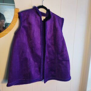 Suede Long Vest in purple with a Fleece Lining  in purple. So Elegant looking 3X